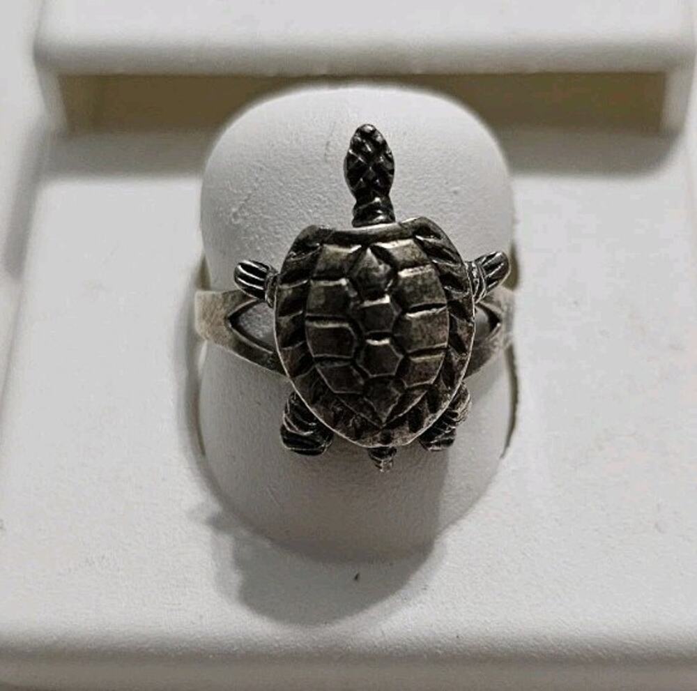 Silver 925 Turtle Ring Size 8